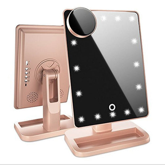 Touch Screen Makeup Mirror With 20 LED Light Bluetooth Music Speaker 10X Magnifying Mirrors Lights - Beemyn